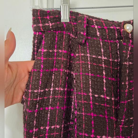 Majorelle Brown Pink Tweed Pants Gold and Pearl Button Xsmall NWT - Picture 5 of 9